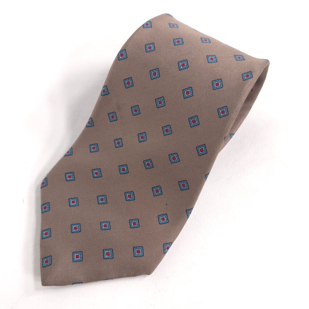 CHRISTIAN‎ DIOR Men's Silk Tie Taupe Fabric Woven Italy Vintage USA Made WPL125